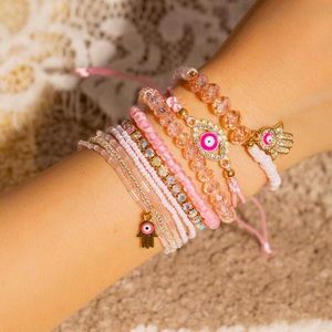 9pcs/set Evil Eye Design Beaded Bracelet